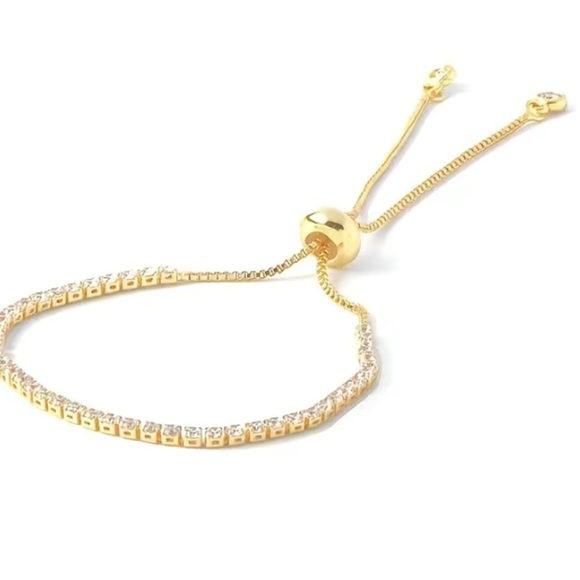 NWT 18K Gold Plated Adjustable Tennis Bracelet Inlaid Shiny Cubic Zircon - Picture 4 of 9